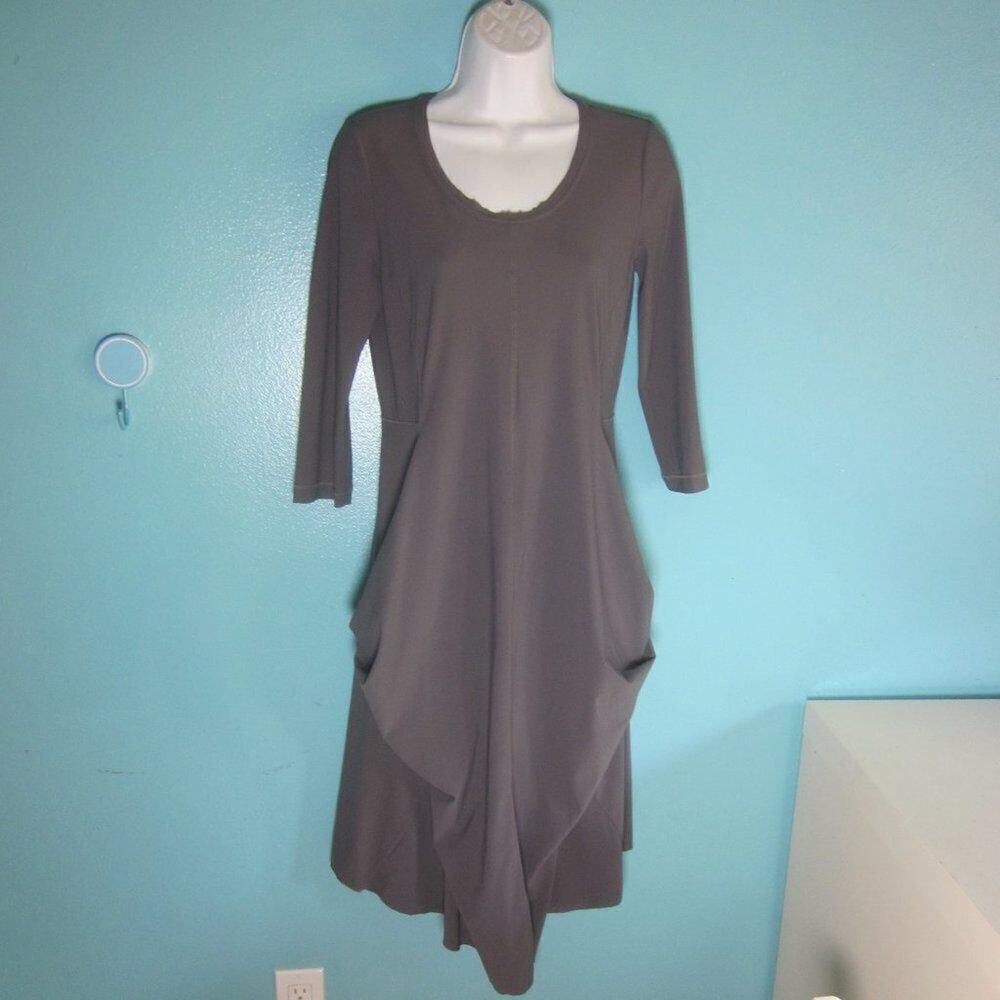 Porto 0 (US Size S 2-4) Gray Stretch 3/4 Sleeve Knee Length Travel Casual Dress
